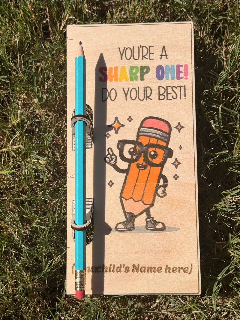 customized You're a Sharp One! Pencil Bookmark Plaque with pencil